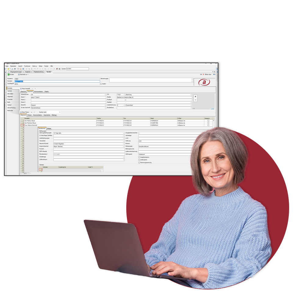 Customer Relationship Management ist direkt in aERP integriert.