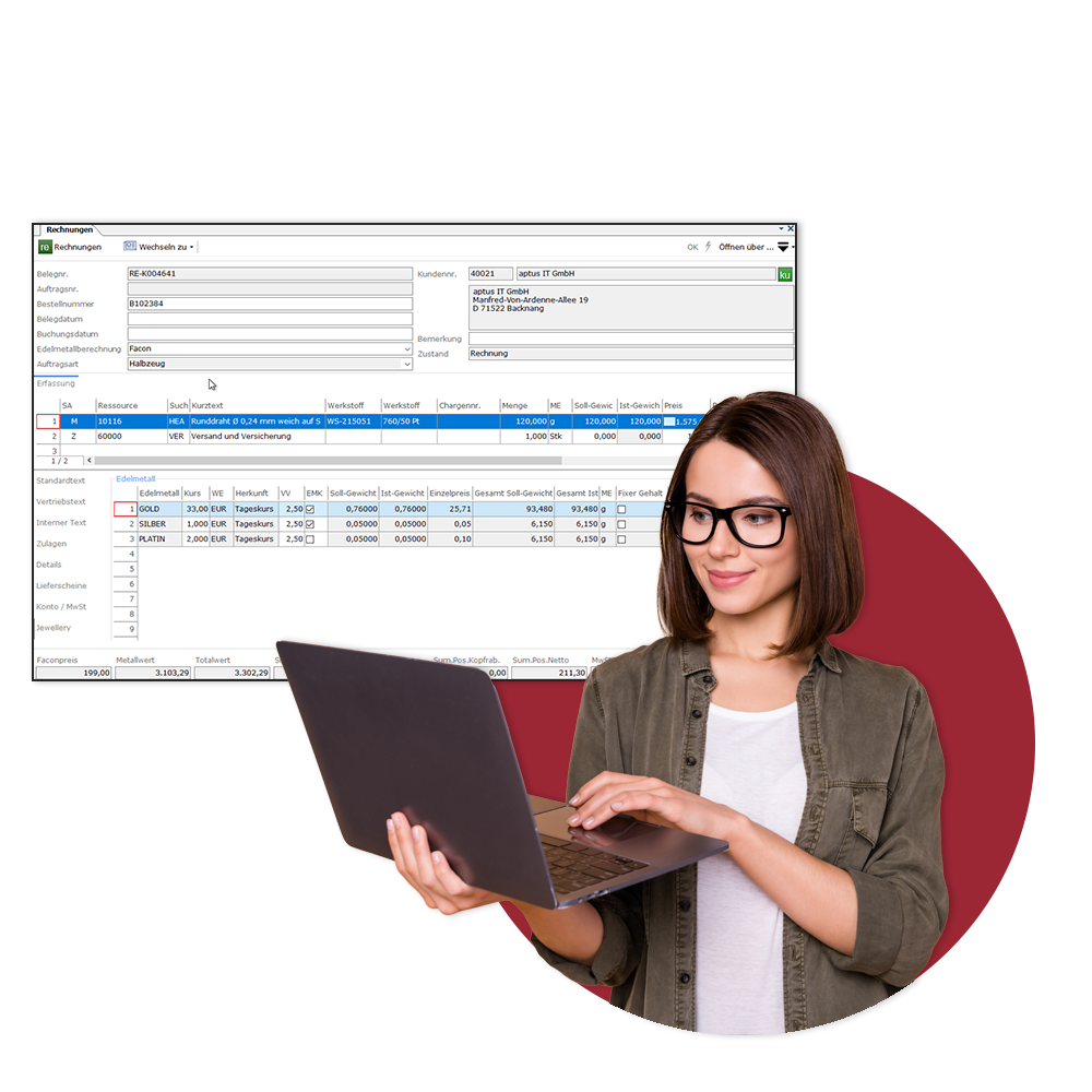 Tagesaktuelle Kurse für Edelmetall und Schmuck im ERP